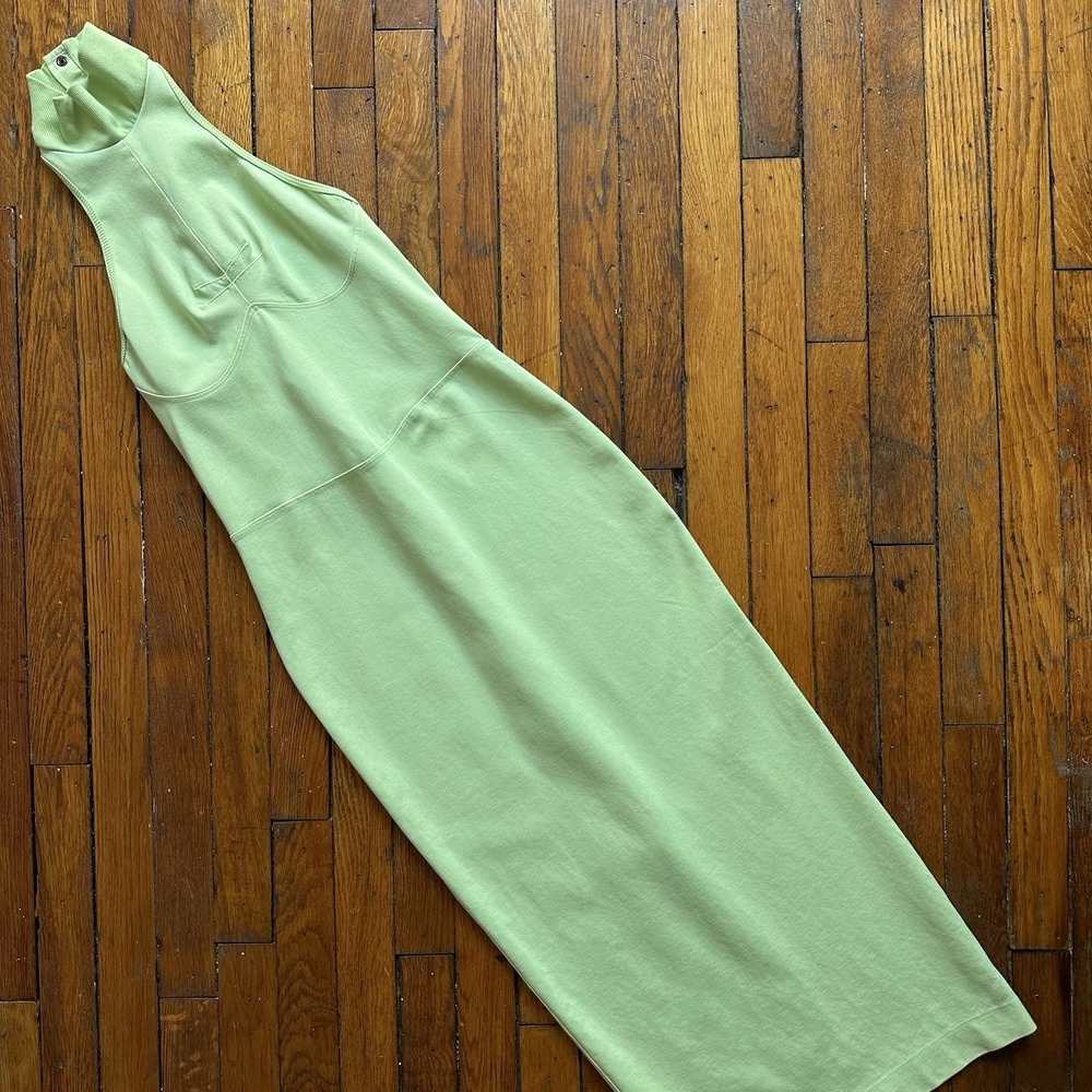 Noam Martinique Bodycon Sleeveless Midi Turtleneck Dress Med Lime Green Cocktail